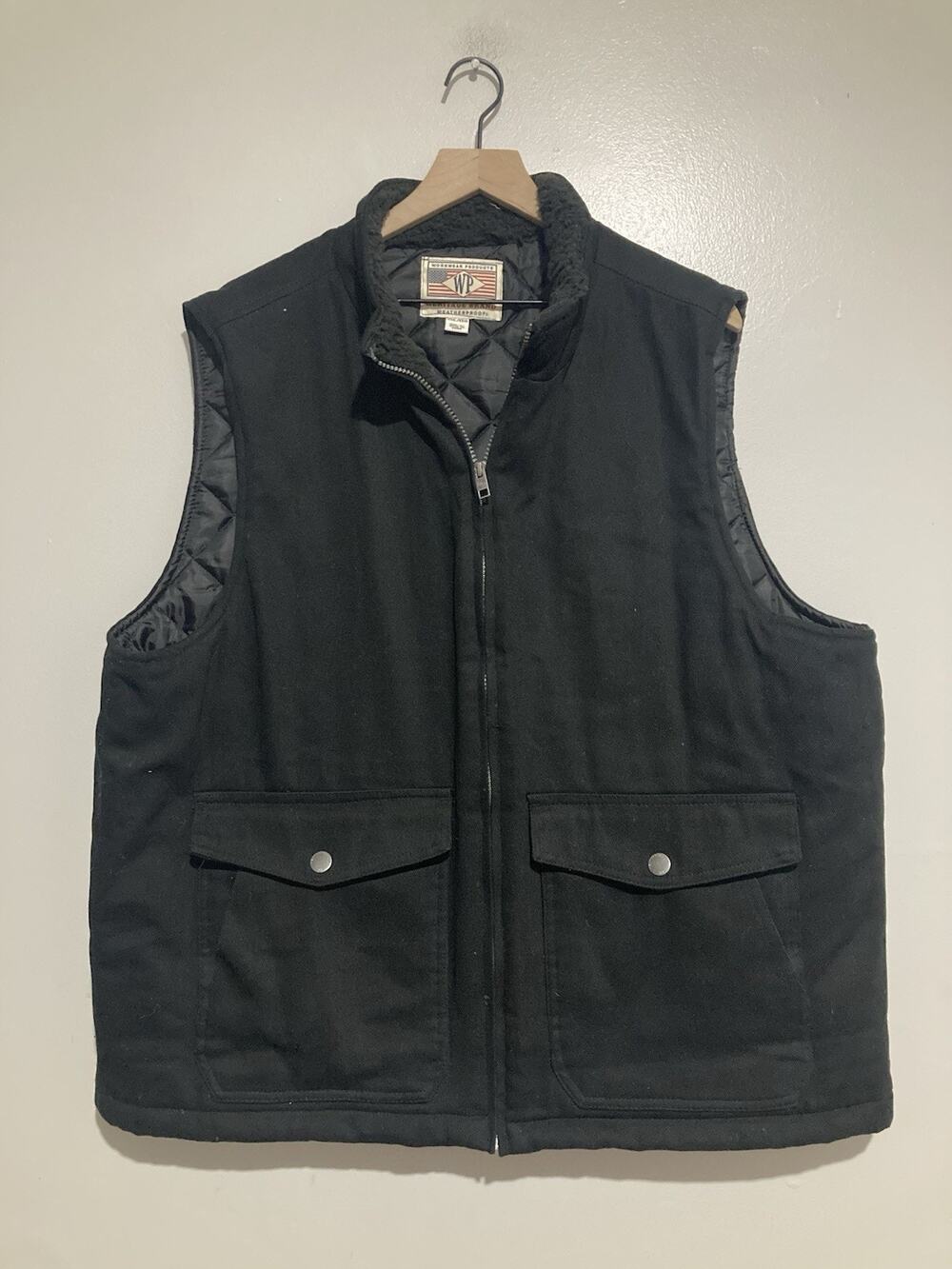 Heavy Canvas Heritage Brand Weatherproof Black Full Zip Quilted Vest Men’s XXL